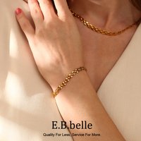E.B.belle Square Handmade Chain Bracelets 316L Stainless Steel Jewelry 18K Gold Plated Women's Hand Bracelets