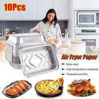 10PCS New With Lids Aluminum Foil Trays Disposable Square Foil Food Containers Cooking Kitchen Tool Non-Stick BBQ Bowl Cooking