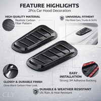 2Pcs Car Hood Decoration Realistic Air Outlet Design Simulation Air Vent Fake Air Intake Body Creative Durable Pasted Leaf Board
