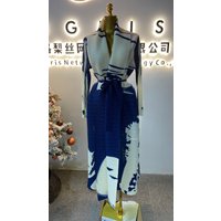 Bohemian High-Quality Pleated Muslim Pleated Women's Print Plus Size Loose Long Dress-GZXX022