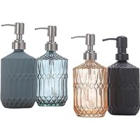 Diamond Textured Glass Hand Soap Dispenser Rustproof Pump for Bathroom Kitchen Countertop Decorative Storage Jar