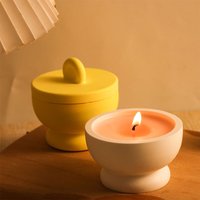 Concrete Mold Cement Candle Jar Making Round Bow Tie Storage Cup Plaster Epoxy Resin Silicone Mold Mini Flowerpot Clay Molds