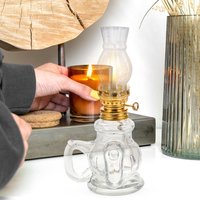 2Pcs Glass Oil Lamp Shade Replacement Clear Lamp Chimney Vintage Design Bright Warm Light for Bedroom Living Room Porch