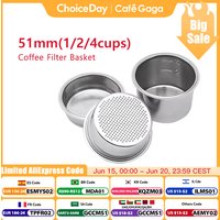 51mm 1/2/4 Cups Stainless Steel Replacement Filter Basket for Coffee Bottomless Portafilter Delonghi Espresso Machine Parts