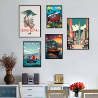 Frameless 1PC Hong Kong Classic Vintage Posters Whitepaper Prints Posters Artwork Kawaii Room Decor