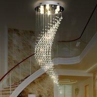 Luxury Staircase Crystal Ball Chandelier, Modern LED Spiral Hanging Light Fixture for Home Decoration