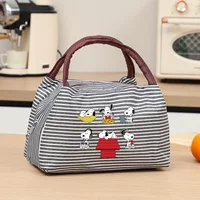 Snoopys Insulated Lunch Box Oxford Cloth Office Lunch Ice Bag Picnic Lunch Packet Cartoon Women Men Striped Tote Bento Bags Gift