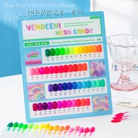 Eleanuos Fluorescent Candy 48 Colors Gel Polish Set With Color Card Dopamine Pink & Blue-Green Macaron Jump Color Gel UV Varnish