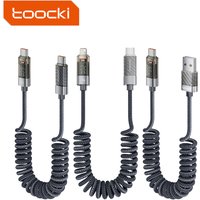 Toocki Coiled USB Type C Lightning Cable Digital Display Spring 100W Fast Charing Type C Charger Cord for Mobile Phones Laptops