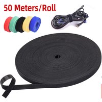 50Meter/Roll Jumbo Adhesive Fastener Tape Wrap DIY Reusable Double Side Hook and Loop Cable Tie Wires Management Straps
