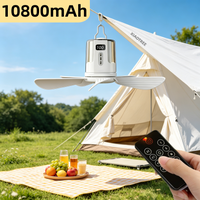 10800mAh Ceiling Fans Portable Camping Fan Tent Air Circulator Cooler Outdoor Rechargeable Electric Fan LED Light Remote Control