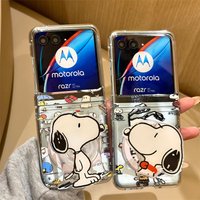 Cartoon Charlie Brown Snoopy Magsafe Wireless Charge Folding flip Fold Case For Motorola moto razr 40 50 60 ultra Magnetic Cover