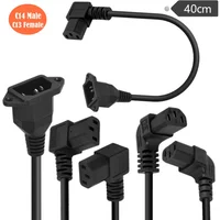 90 Degree C13 3 Pin Female to C14 3 Pin Male PDU Power Supply Extension Cord for Computer LED HDTV Monitor and Scanner 0.4m