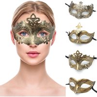 1PC Masquerade Mask Vintage Prince Mask Black Antique Copper Half Face Mask Plastic Halloween Costume Party Mask Women Men