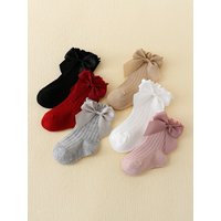 6 pairs of Rowan Bow lace baby bubble mouth socks
