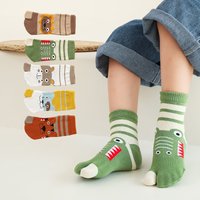 5 Pairs New Style Children Two Toed Tabi Socks for Kids Boys Girls Student Cartoon Animal Pure Cotton Soft Split Thumb Toe Socks