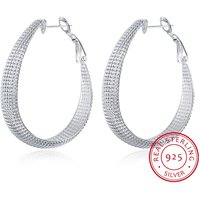 New Stylish Trendy 925 Sterling Silver Hoop Earring Accessories Sample Hollow Design For Women Wedding Fine Jewelry