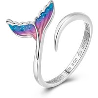 New Original 925 Sterling Silver Glazed Fish Tail Ring For Women Fit Wedding Party Jewelry Gift