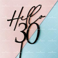 3pcs Hello 18/21/30/40/50/60 Acrylic Cake Topper Set Black Birthday Cake Decoration for Adult Birthday Party Supplies