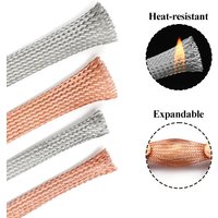 Braided Sleeving 4 6 8 10 12 14 16 ~ 28mm Pure Copper Tinned Copper Wire Cable Protect Shielded Signal Expandable Metal Sheath