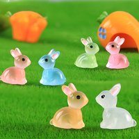 Colorful Luminous Rabbit Garden Miniature Sculpture - Easter Moss Micro Landscape Decoration, Creative Resin Craft (for Handmade