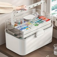 Large Capacity Clear Lid Medicine Storage Box/Distribution Box - Plastic Medicine Storage Cabinet, Multi-Purpose Organizer Box for Home, Office, Kitchen, Bathroom, Bedroom - Space-Saving Countertop