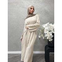 2025 Fashion Dubai Solid Belt Long Dresses For Muslim Woman Elegant Casual Marocain Islam Saudi Plain Caftan Turkish Clothing