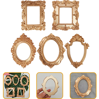 5 Pcs Mini Photo Frame Retro Vintage Resin Picture Frame Small Decorative Frame For Home Office Dried Flowers Leaves