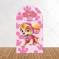 Pink Girls Paw Patrol Theme Arch Backdrop Cover Lookout Tower Skye Everst Background Girl Baby Shower Birthday Party Decoration
