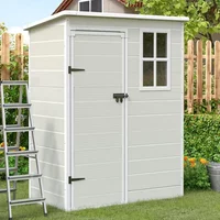 Outdoor Storage Shed 5x3 FT, Resin Garden Shed For Bike, Garbage Can, Tool