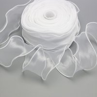 60mm White Wave Silk Organza Ribbon Bow Material for Hair Ornament Gift Wrapping Decoration Lace Ribbons