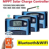 Bluetooth&WIFI MPPT Solar Charge Controller 30A -100A Dual USB LCD Display 12V 24V Solar Cell Panel Charger Regulator with Load