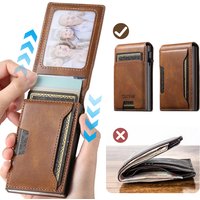 SUTENI PU Leather For Men Wallet Card Slot Wallet Flip Cover card box Pressing The Button Automatically Ejects The Card
