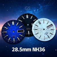 New NH36 Dial 28.5mm GS Retro Dial, Dual Date Without Luminescence, Suitable for NH36 Movement Modification Parts