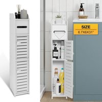 Toilet Paper Holder Stand, Small Bathroom Storage Cabinet with 2 Doors And 2 Shelves, 4 Tier Design Toilet Paper Storage Stand f