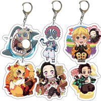 Anime Demon Slayer doll toy Kimetsu No Yaiba Blade of Ghost Keychain Acrylic Pendant Car Key Chain Fans kids Xmas Gift Jewelry