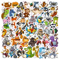 50/100PCS Fun Animal Musical Instrument Graffiti Stickers Creative Easy Tear Off DIY Notebook Stationery Stickers