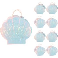 5pcs Mermaid Birthday Decorations Mermaid Party Favor Bag Seashell Gift Goodie Bags for Shell and Under The Sea Aquatic Nautica