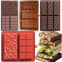 Rectangle Chocolate Bar Molds Non-stick Dessert Molds with Hanging Holes for Baking Energy Bars Dubai Chocolate Bar Mold Protein