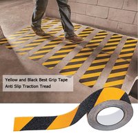 Ruban antidérapant jaune et noir de 5 m, adhésif abrasif pour une marche sûre en extérieur, idéal pour les escaliers, les marches et les sols intérieurs, ruban de signalisation d'avertissement.