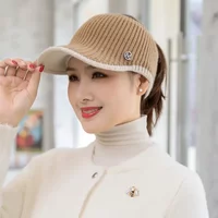 AliExpress NONE Knitted Empty Top Baseball Cap Breathable Outdoor Leisure Knit Woolen Cap for Women Autumn Winter Cycling Fashionable Hat