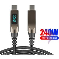240W Digital Display Data Fast Charging USB C to Type C Cable for iPhone 15 16 17 Pro Max Samsung Xiaomi Android Phone Charger