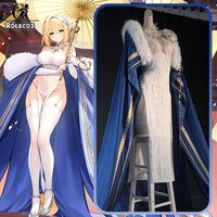 ROLECOS Game Azur Lane Jeanne d'Arc Cosplay Costume Women White Elegant Cheongsam Halloween Carnival Party Role Play Wig Dress
