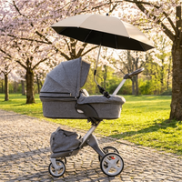 Adjustable UV Protection Umbrella with Clamp 360 Degree Pram Cover Umbrella Rainproof Universal Baby Stroller Umbrella