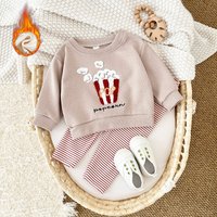 Baby Girls Clothing Thick Tracksuit Cute Popcorn Embroidery Toddler Top+Pants 2Pcs Long Sleeves New Kids Clothes Set Winter
