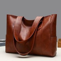 Waxing Leather Bucket Bag Simple Double Strap Handbag Shoulder Bags For Women 2024 All-Purpose Shopping Tote Sac Bolsa Feminina