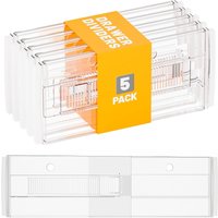 5 Pack Adjustable Drawer Organizers Clear Expandable Divider Organizers for Storing Clothes Kitchen Utensils Home Organization