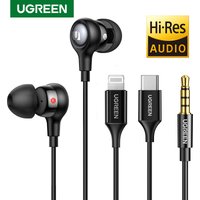 UGREEN Wired Earphone With Microphone In Ear 3.5mm Noise Cancelling USB Type C Lightning Earphones For iPhone 15 Pro Max Xiaomi