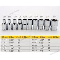 BESTIR taiwan made 6.3mm 1/4" dr. 6pt inch size socket wrench 5/32" 3/16" 7/32" 1/4" 9/32" 5/16" 11/32" 3/8" 7/16" 1/2" car tool