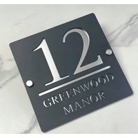 Modern custom laser-cut acrylic door plate, outdoor address and name sign, 3D waterproof home door plaque